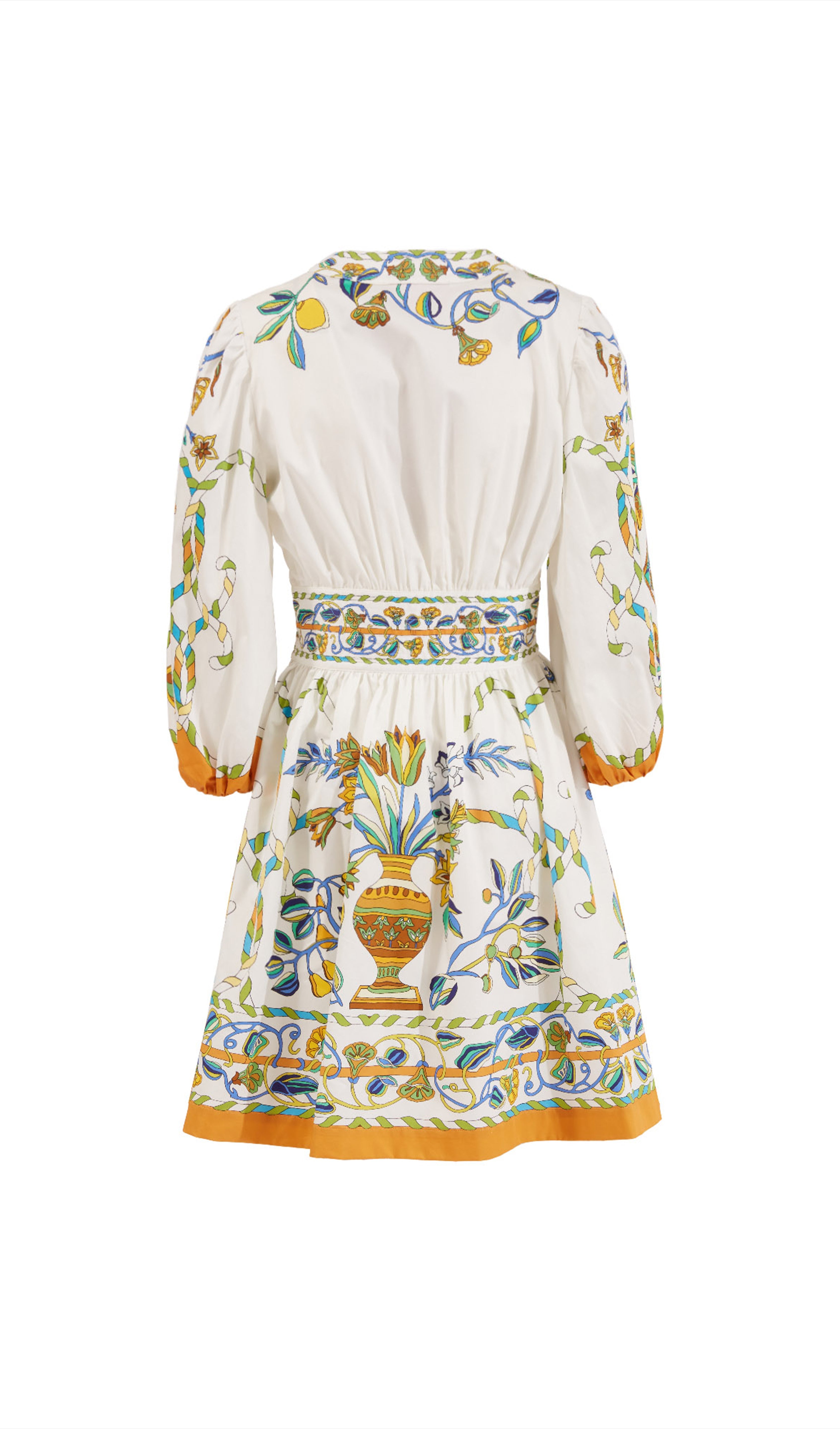 Minikleid in A-Linie mit Blumenmuster, V-Ausschnitt und langen Ärmeln