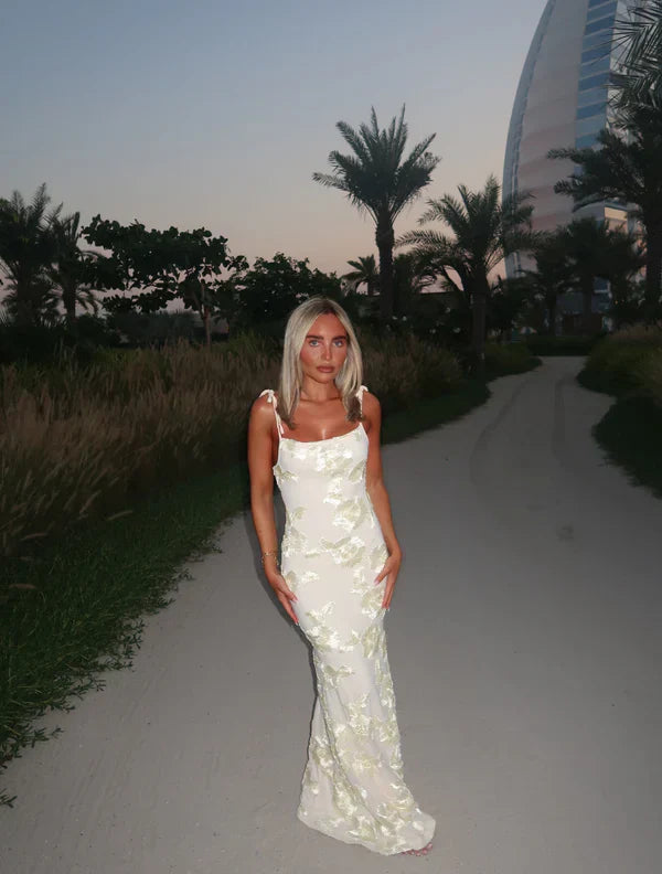 Lily Ayarlanabilir Askılı Çiçekli Uzun Elbise