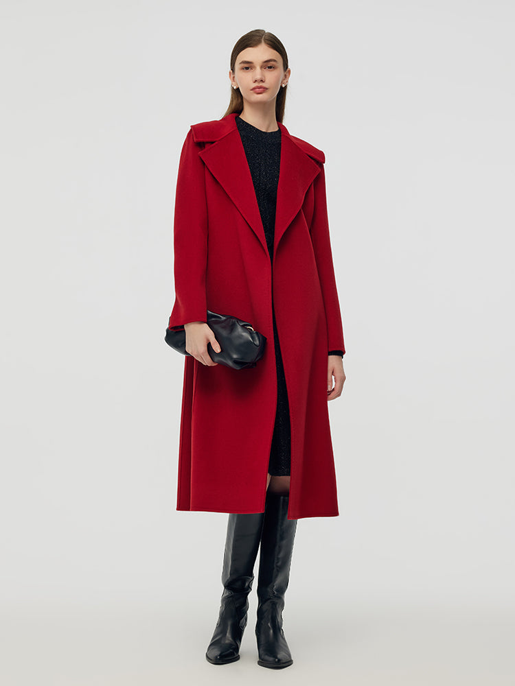 Cashmere Wool Double-Sided Red Women's Coat 