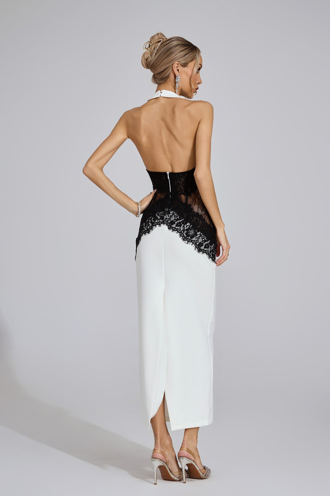 Bianca Dantel Panelli Halter Midi Elbise
