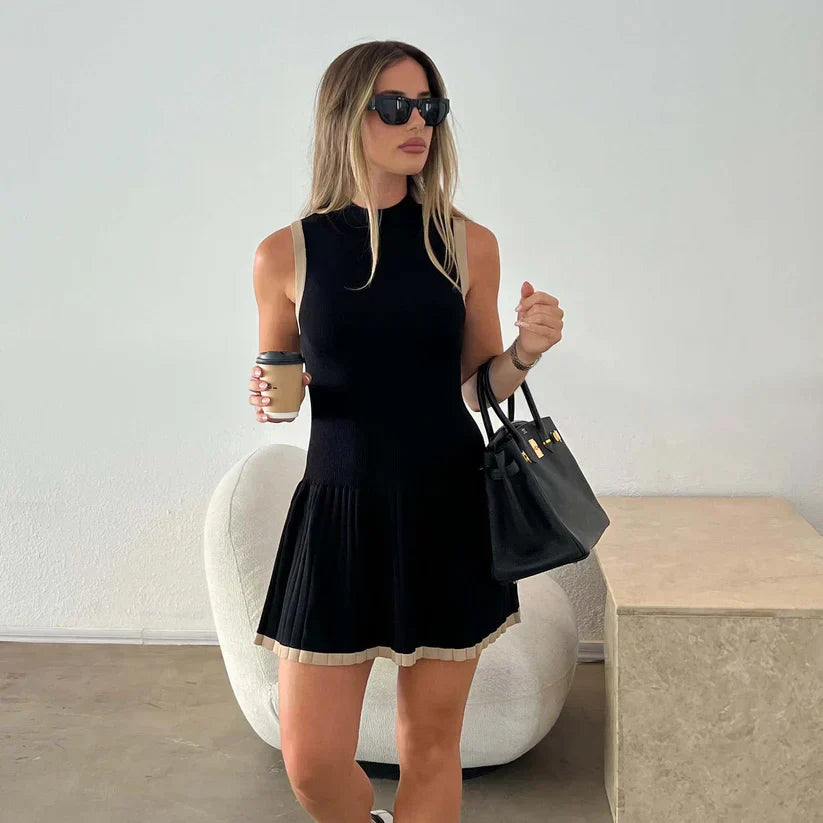 Leah Ribanalı Mini Elbise