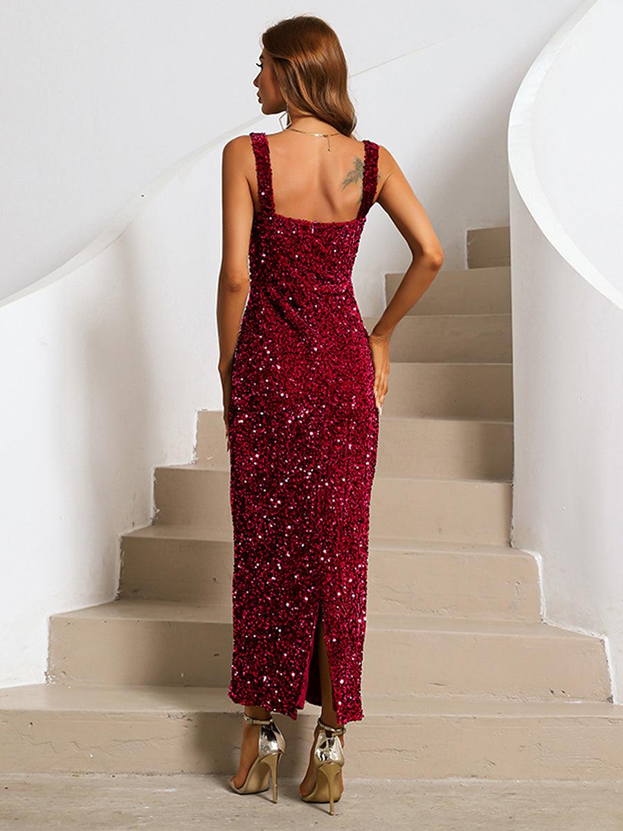 Romilly Cocktail-Maxikleid mit eckigem Ausschnitt