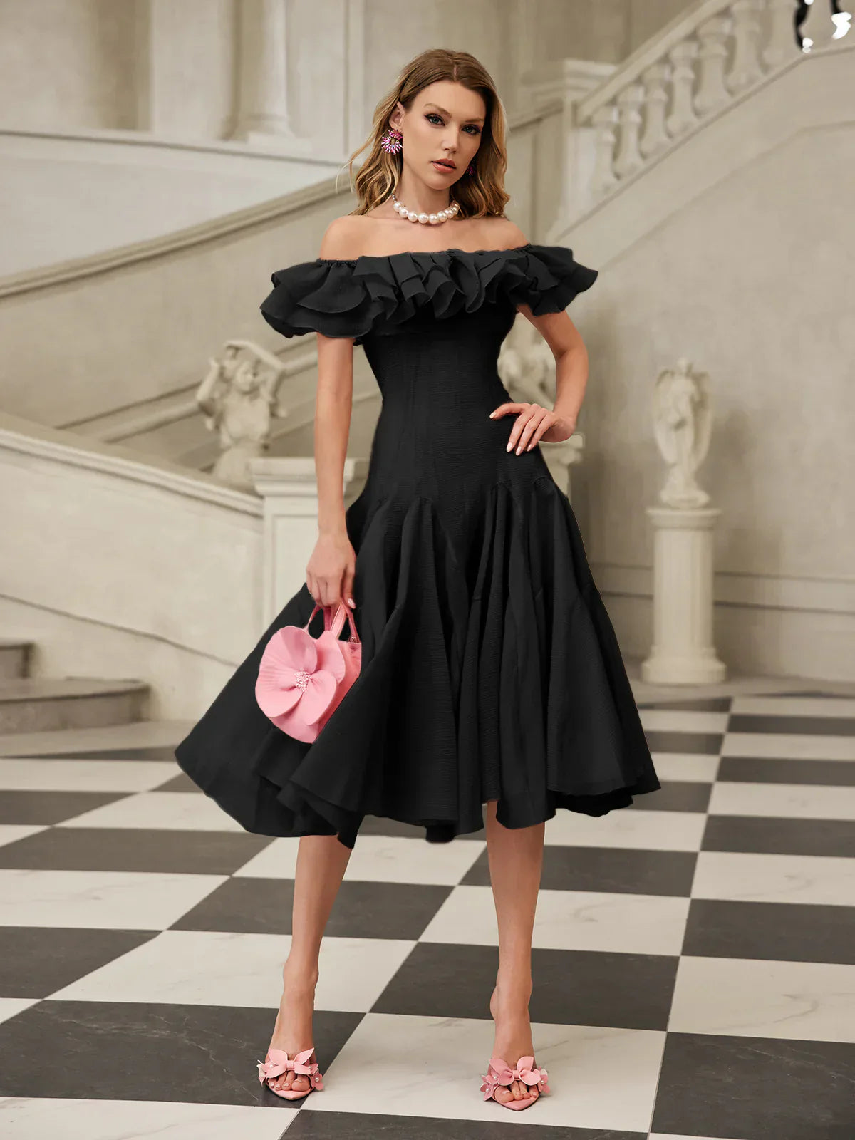 Amélie Off-Shoulder Ruffled Midi Dress - White 
