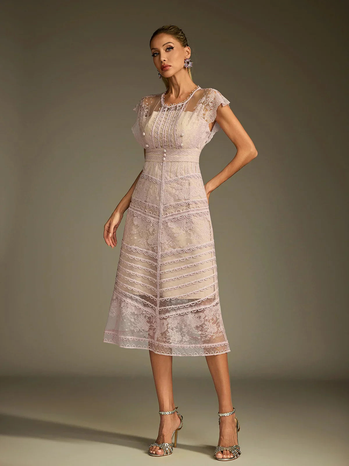 Eclat Lace Illusion Midi Dress 