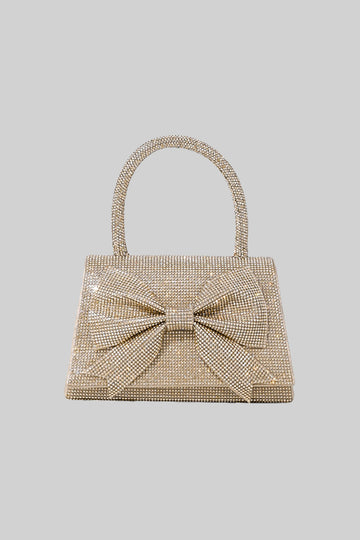 Clutch-Tasche mit goldenen Strasssteinen – mit glitzernden Verzierungen