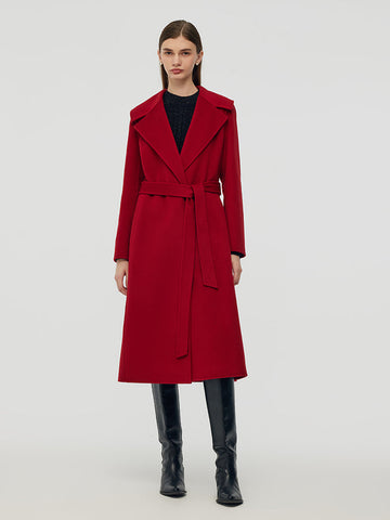 Cashmere Wool Double-Sided Red Women's Coat 
