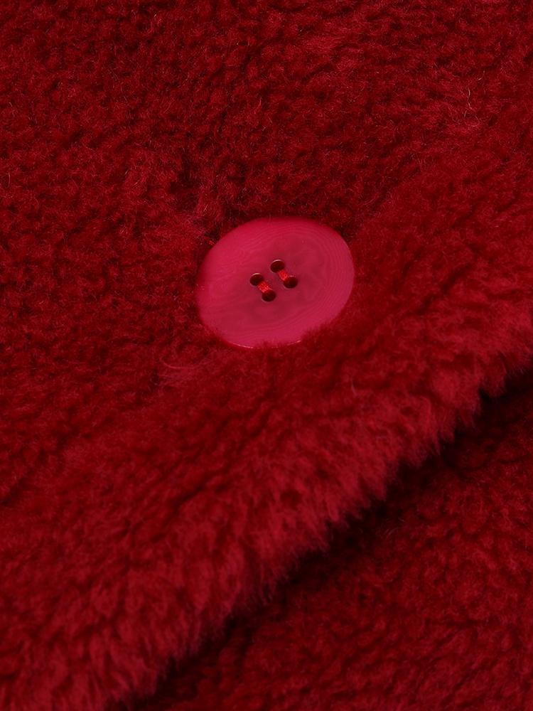 Teddy Lambswool Collar Oversized Coat 
