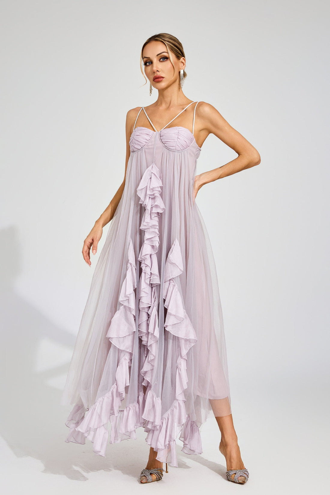 Traumhaftes Rüschen-Tüll-Maxikleid 