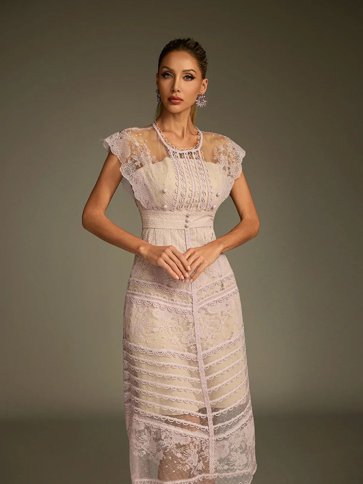 Eclat Lace Illusion Midi Dress 