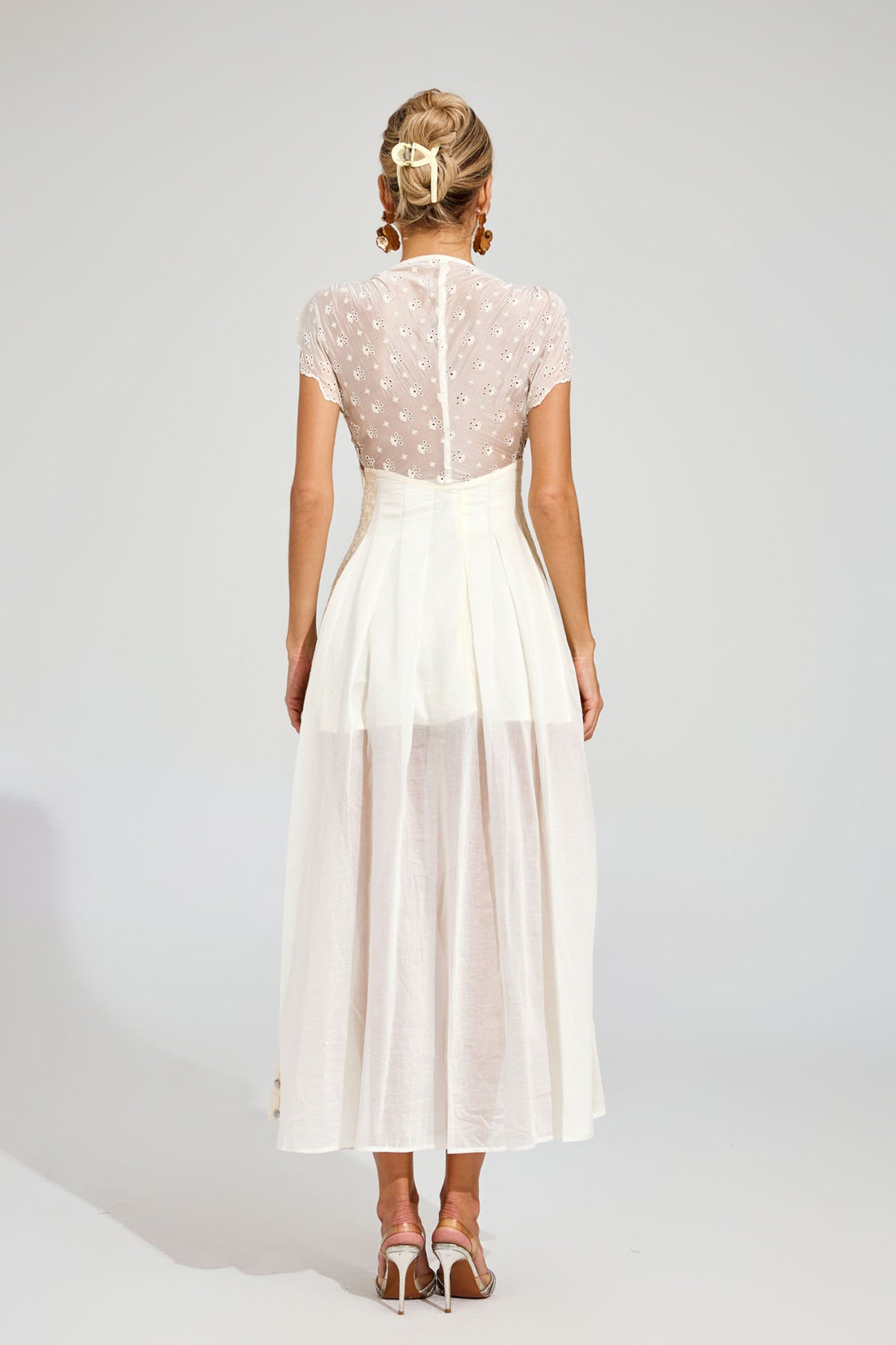 Star Embroidered Sheer Midi Dress 