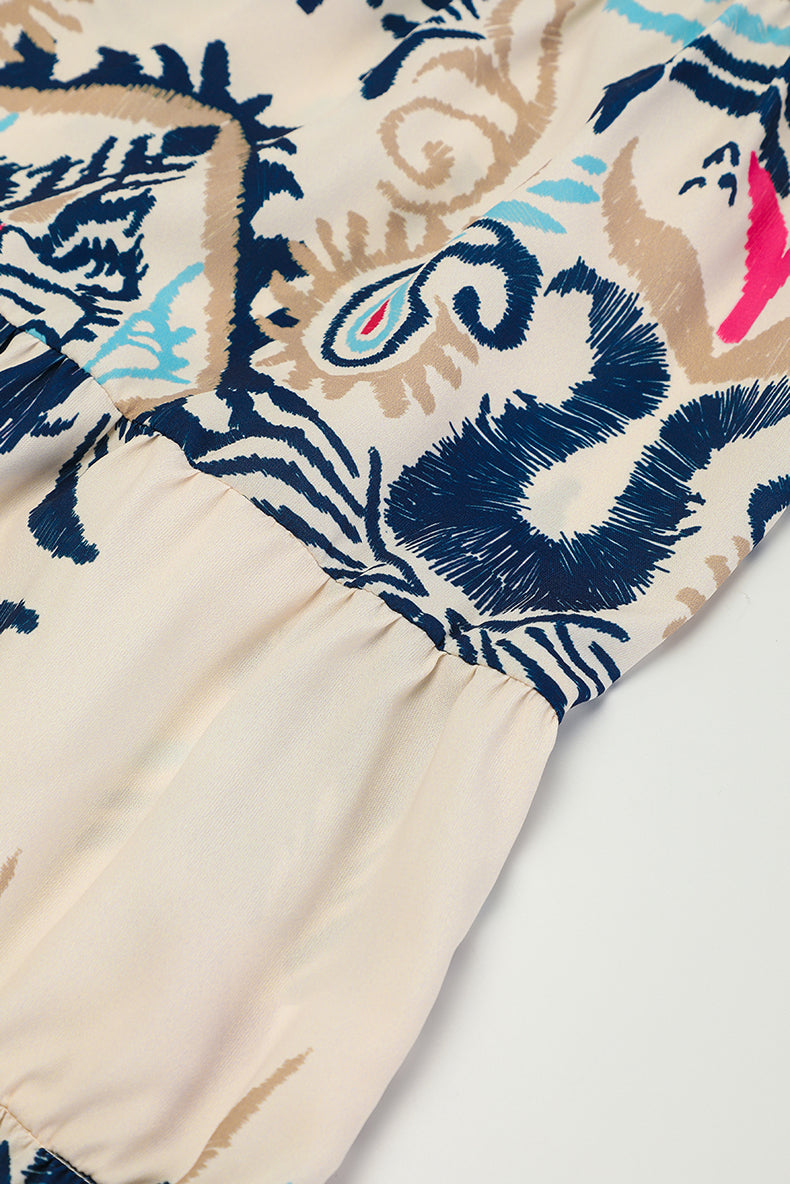 Nadia Minikleid mit ethnischem Muster, Knöpfen und weitem Ausschnitt