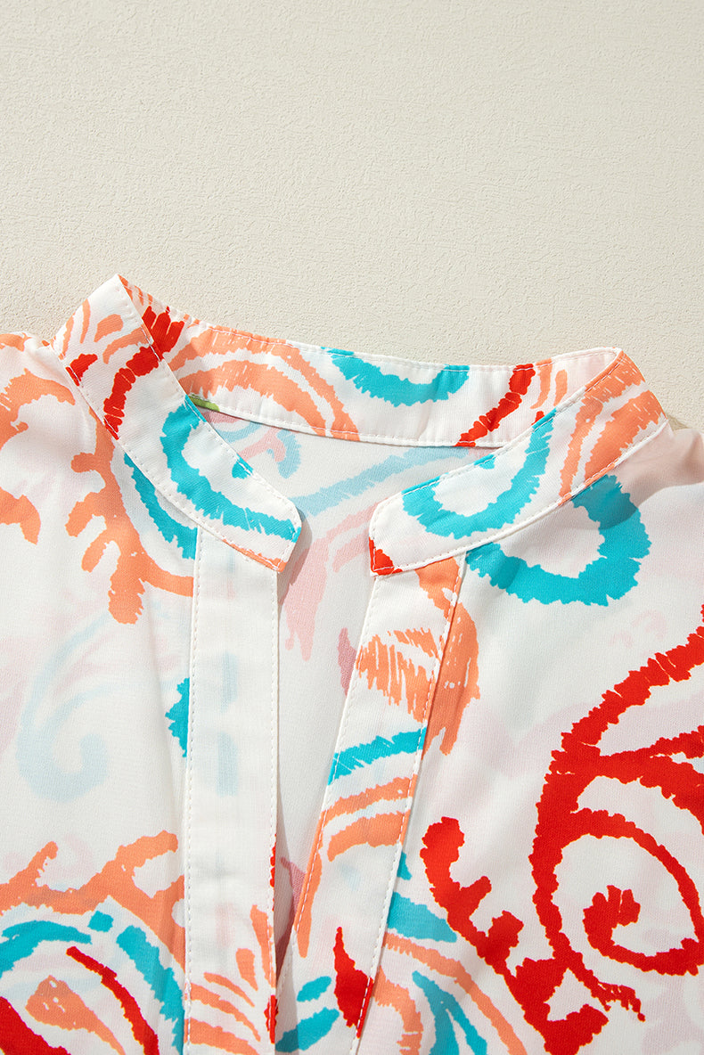 Nadia Minikleid mit ethnischem Muster, Knöpfen und weitem Ausschnitt