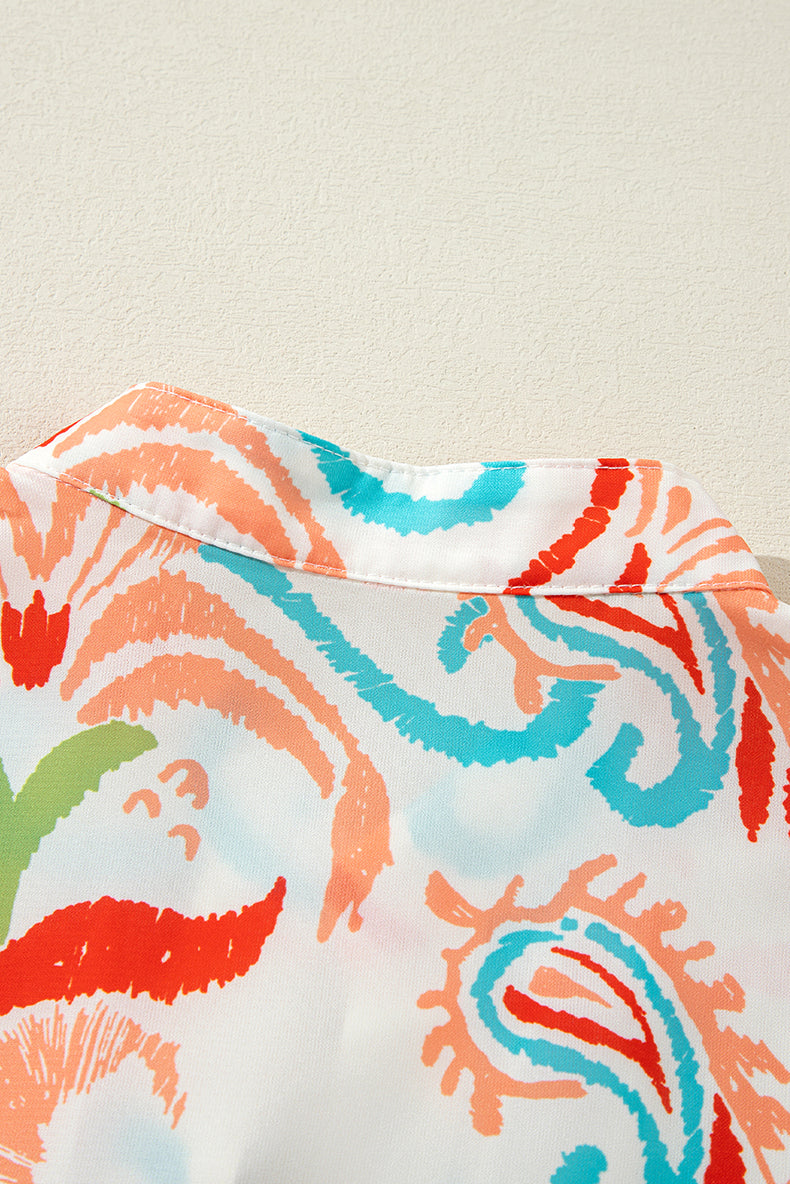 Nadia Minikleid mit ethnischem Muster, Knöpfen und weitem Ausschnitt