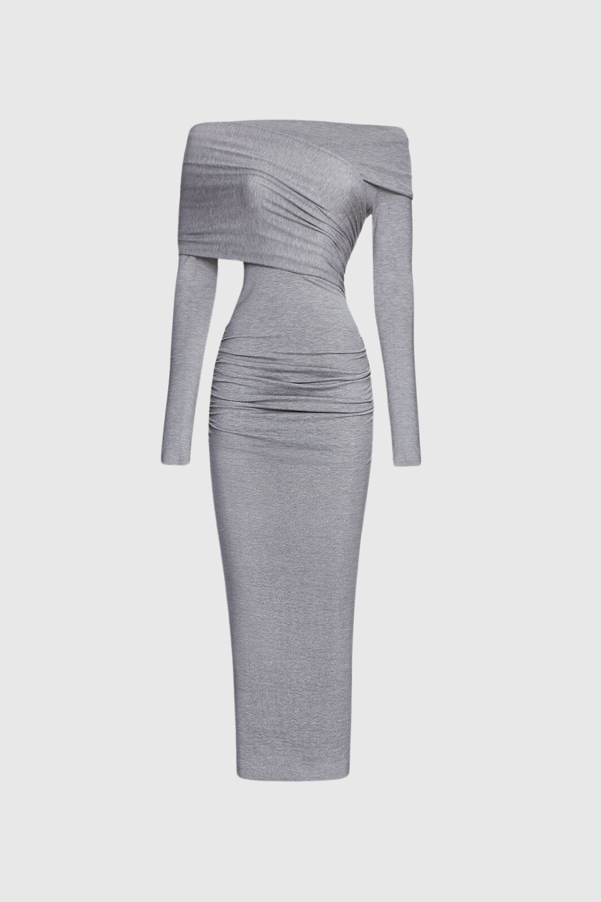 Afton Off-Shoulder Ruch Bodycon Maxikleid