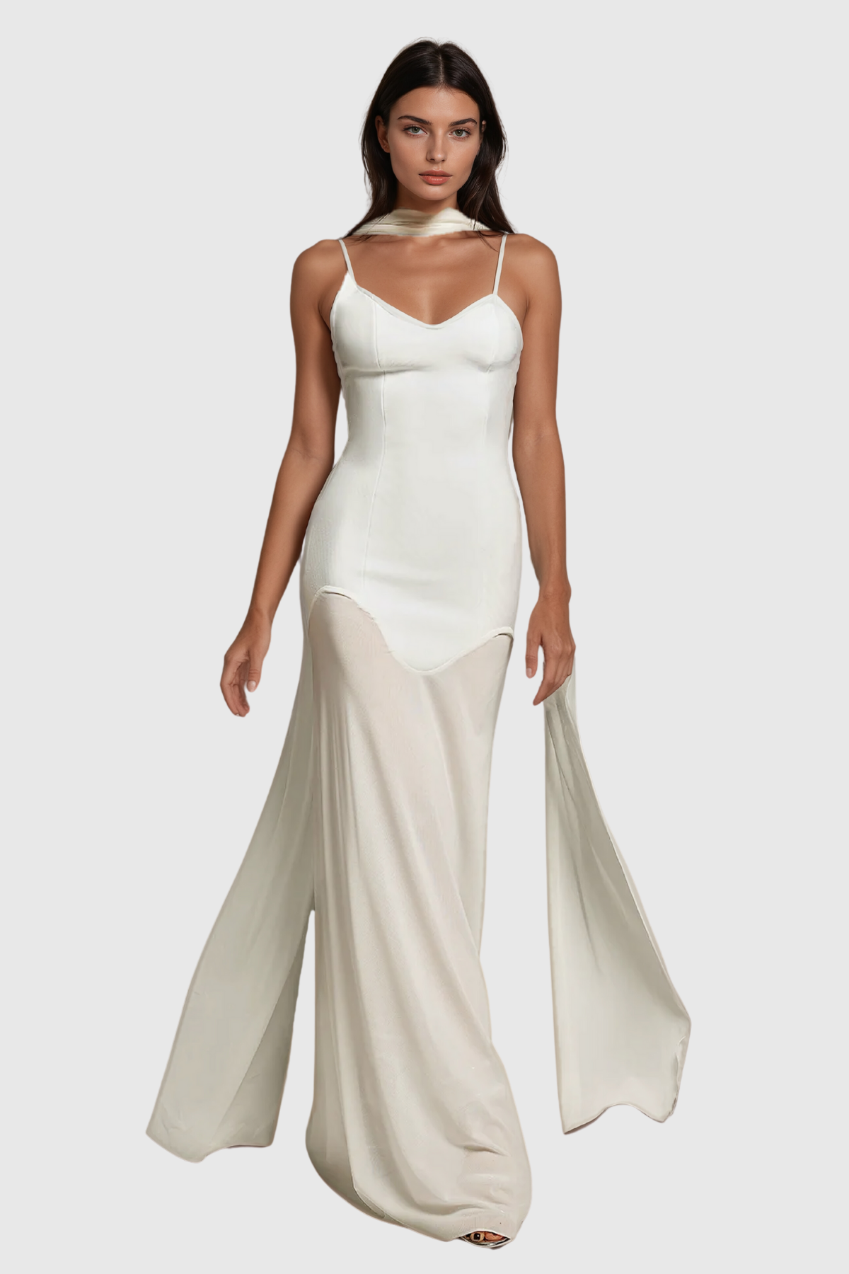Afzal Neckholder-Maxikleid aus Mesh-Bandagen