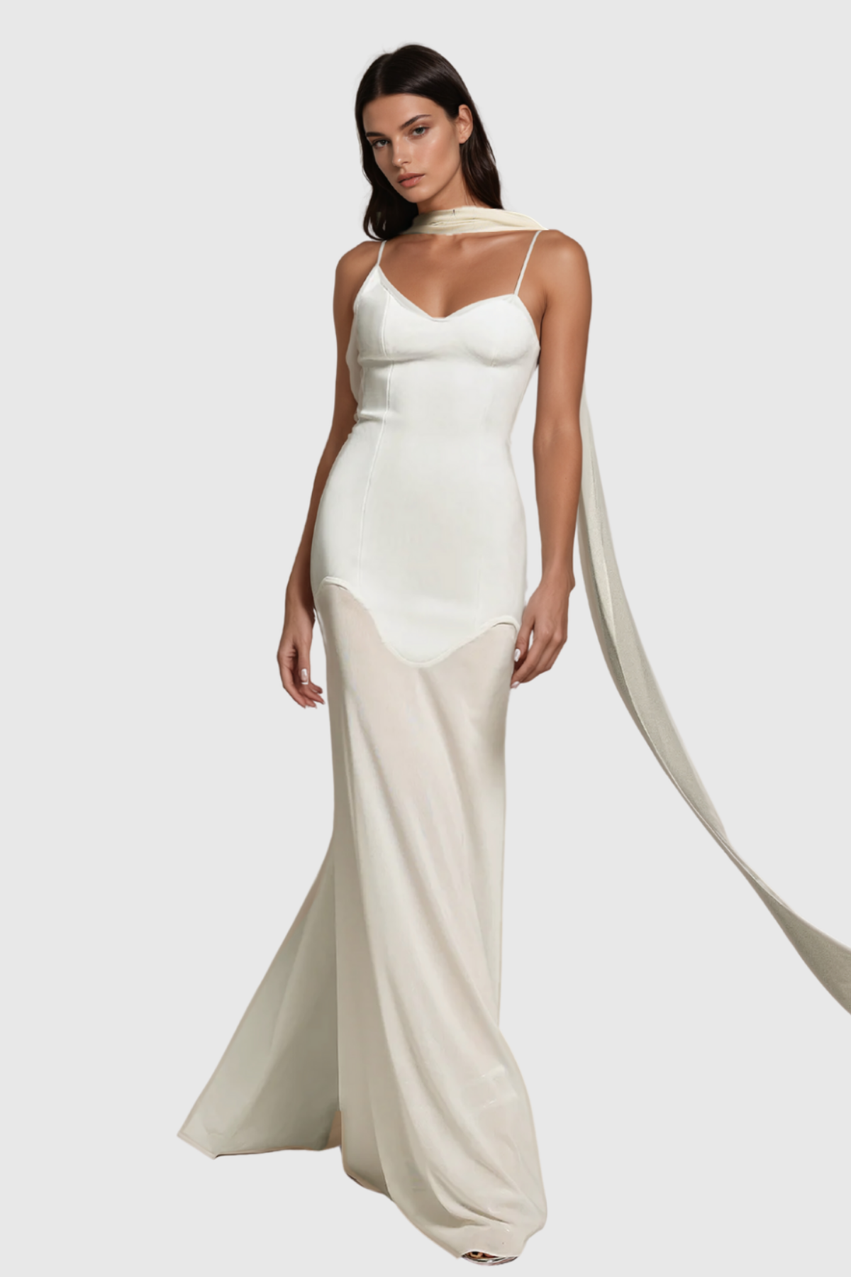 Afzal Neckholder-Maxikleid aus Mesh-Bandagen
