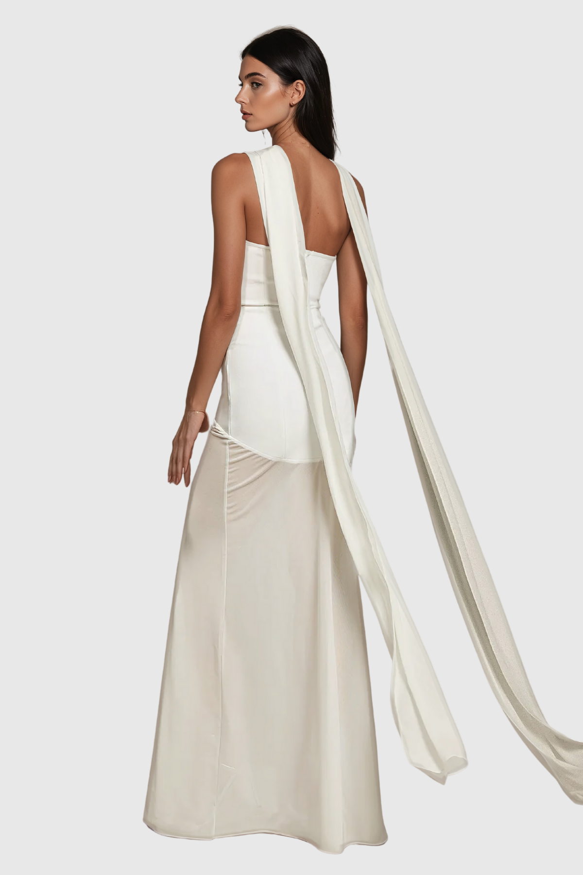 Afzal Neckholder-Maxikleid aus Mesh-Bandagen