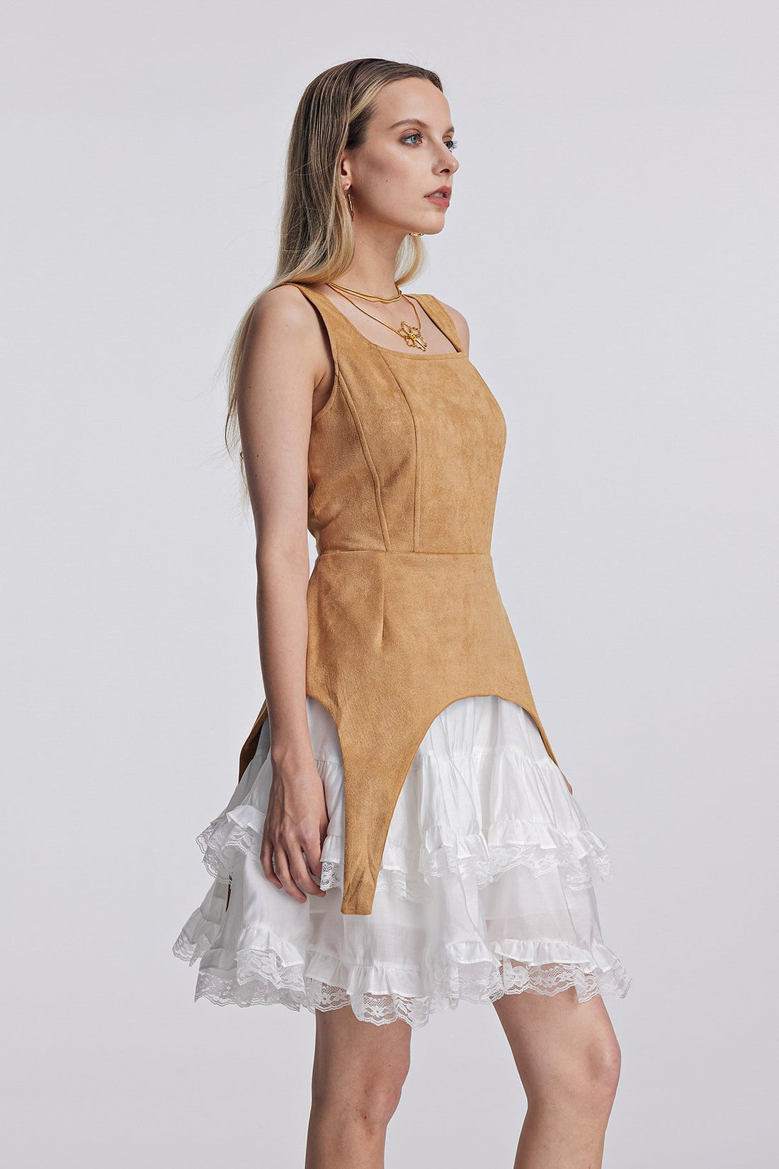 Ailis Ruffled Lace Sleeveless Mini Dress