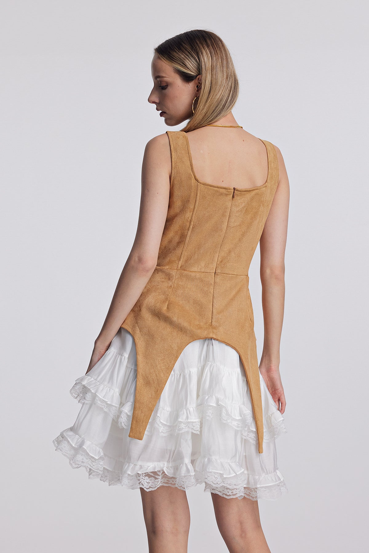 Ailis Rüschen-Spitzen-Minikleid, ärmellos