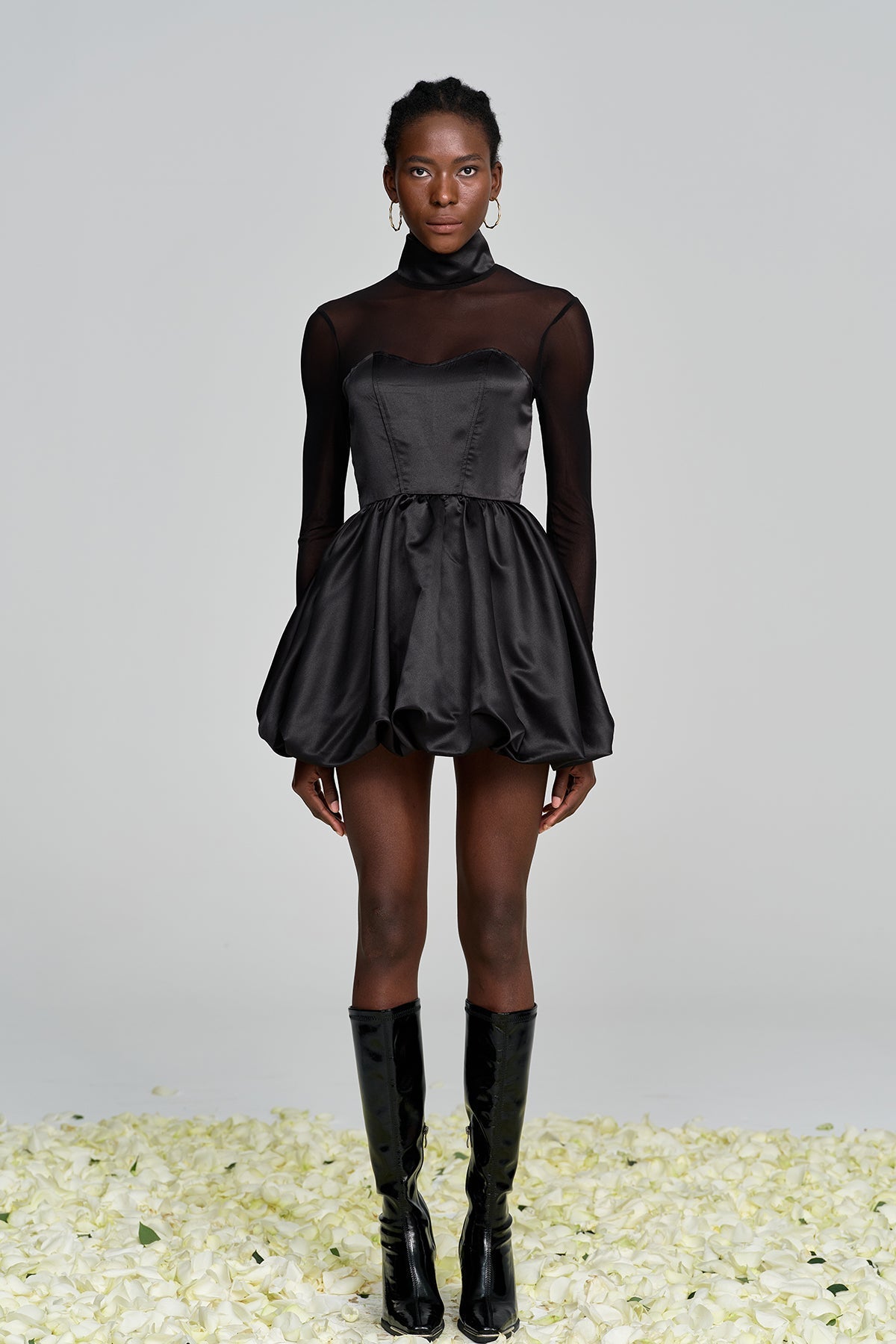 Alette High Neck Corset Satin Mini Dress
