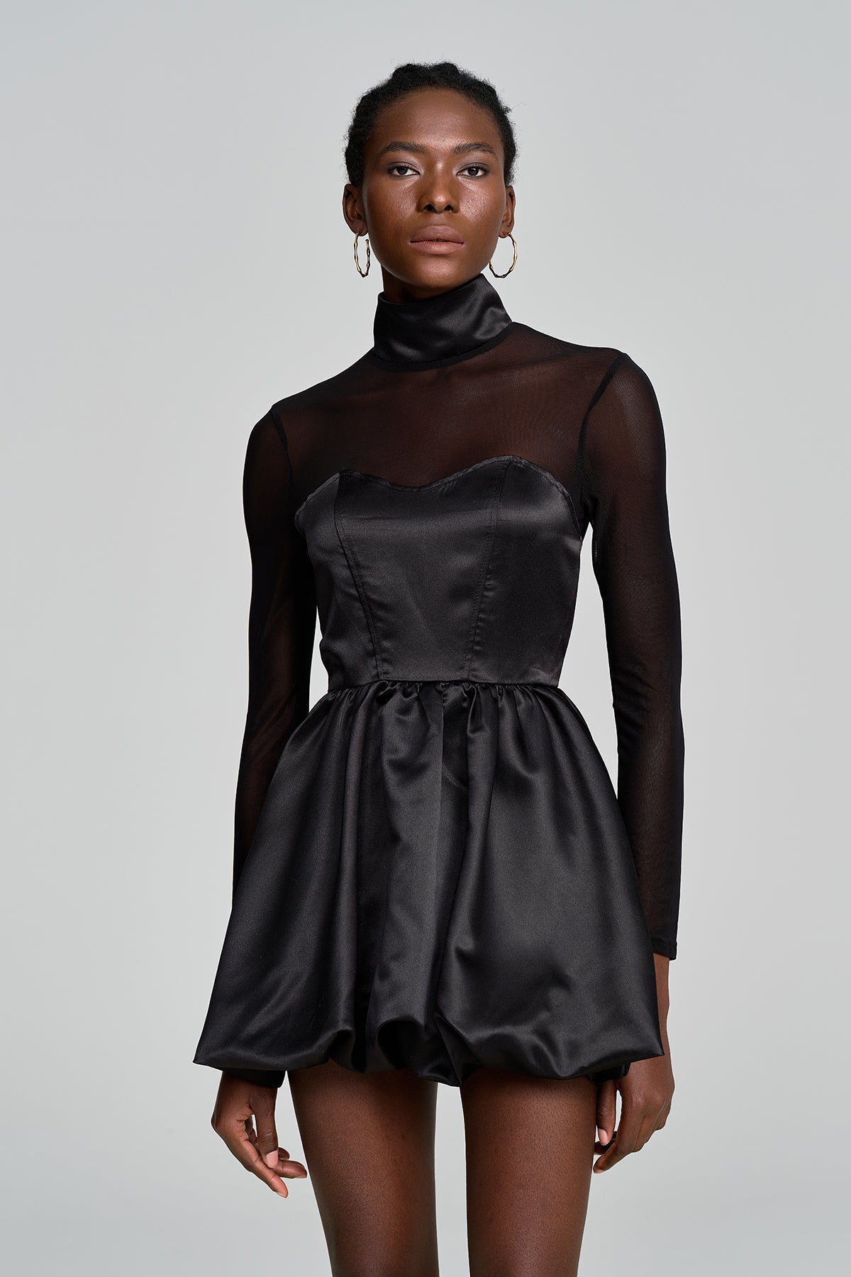Alette High Neck Corset Satin Mini Dress