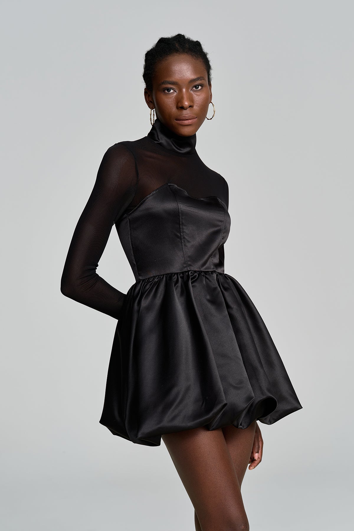 Alette High Neck Corset Satin Mini Dress