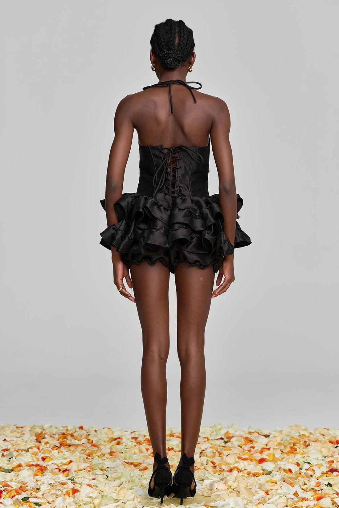 Amiela Corset Lace Ruffled Mini Dress