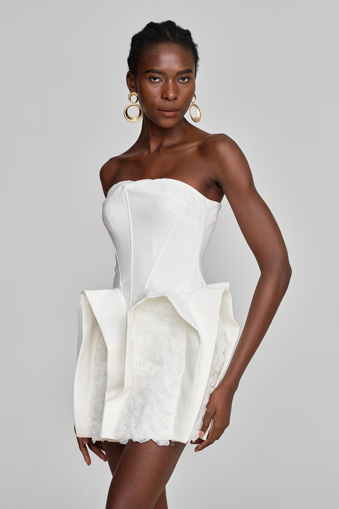 But Strapless Deconstructed Floral Mini Dress