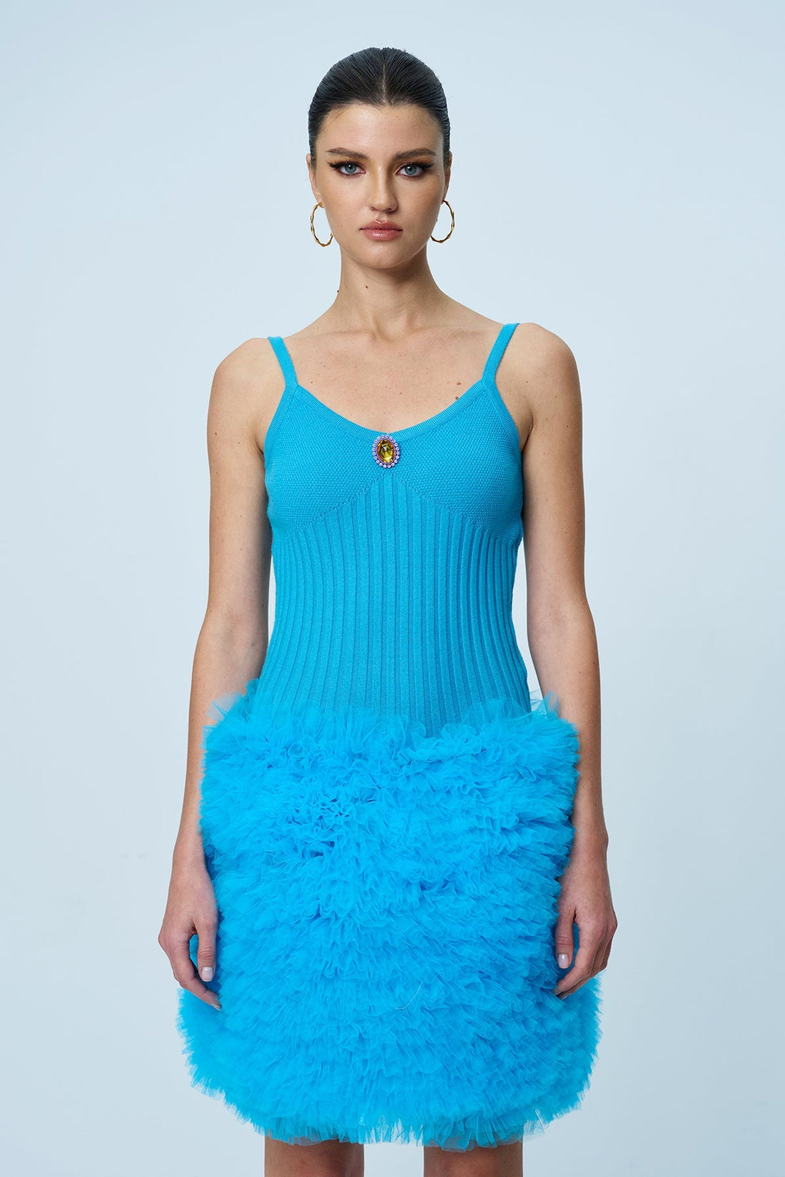 Anita File Ruch Spaghetti Knit Mini Dress