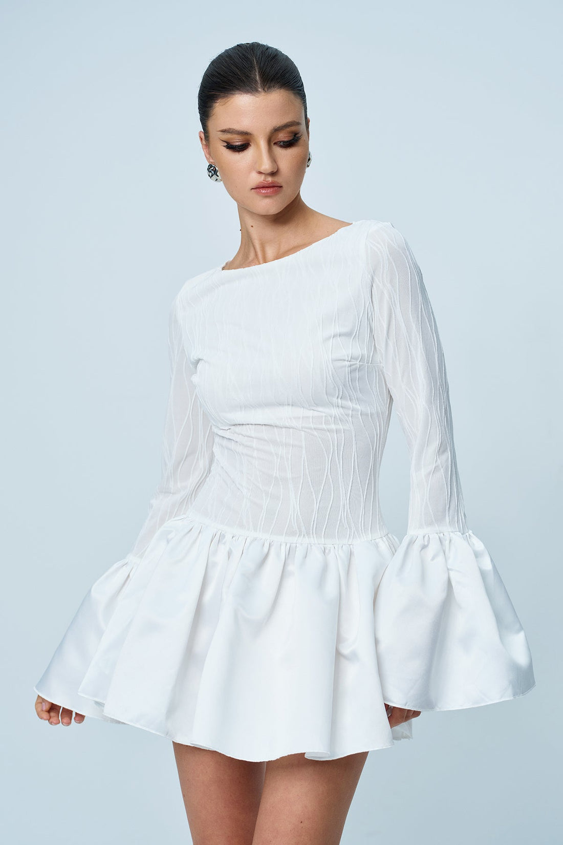 Anitra Ruffled Long-Sleeved Mini Dress