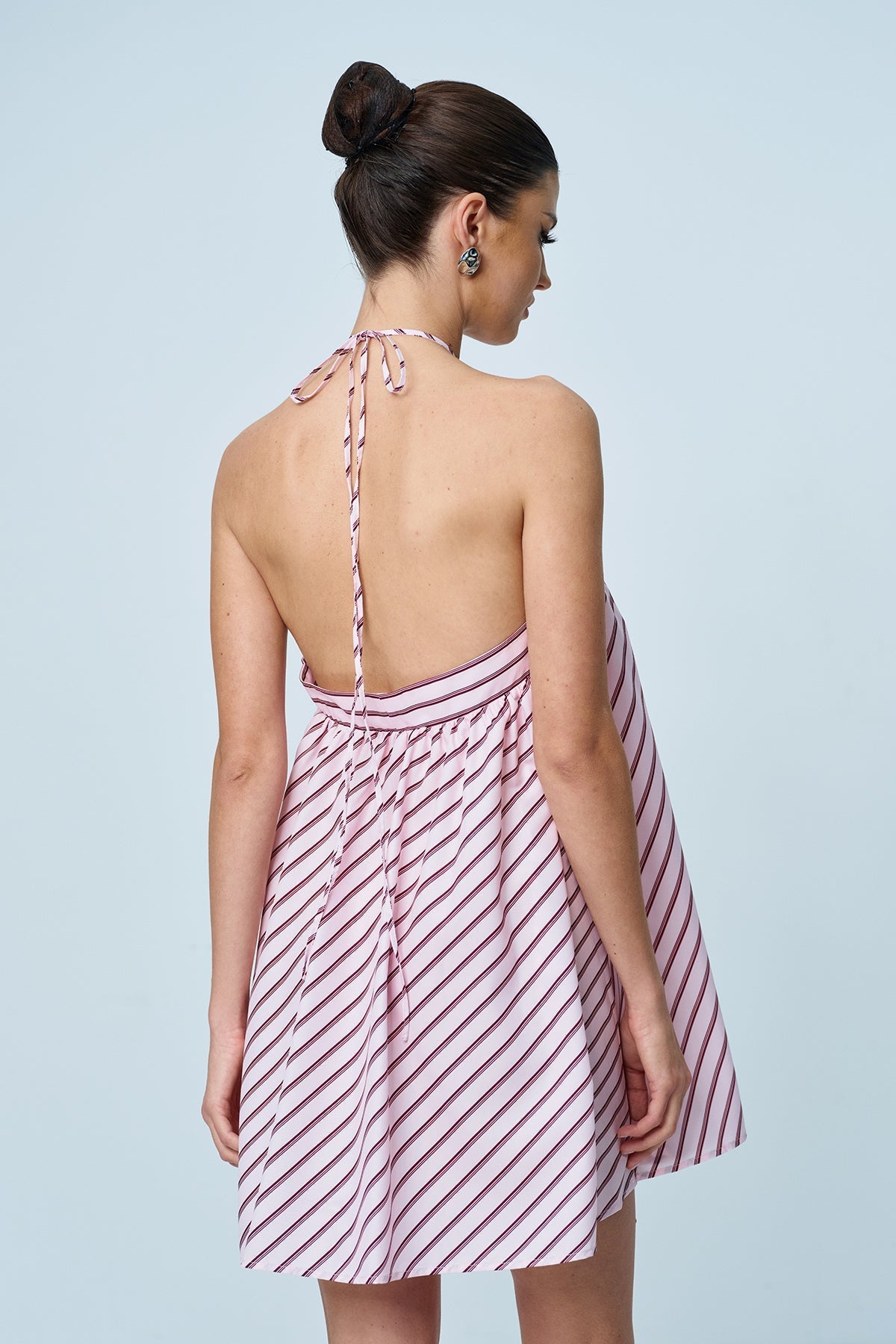 Anjang Neckholder-gestreiftes Minikleid
