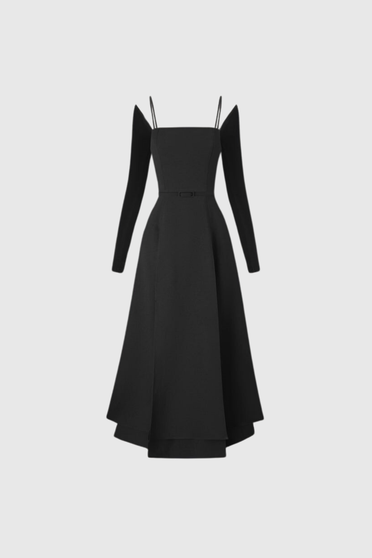Annelien Maxikleid aus Spitze mit Schlitz, Schwarz