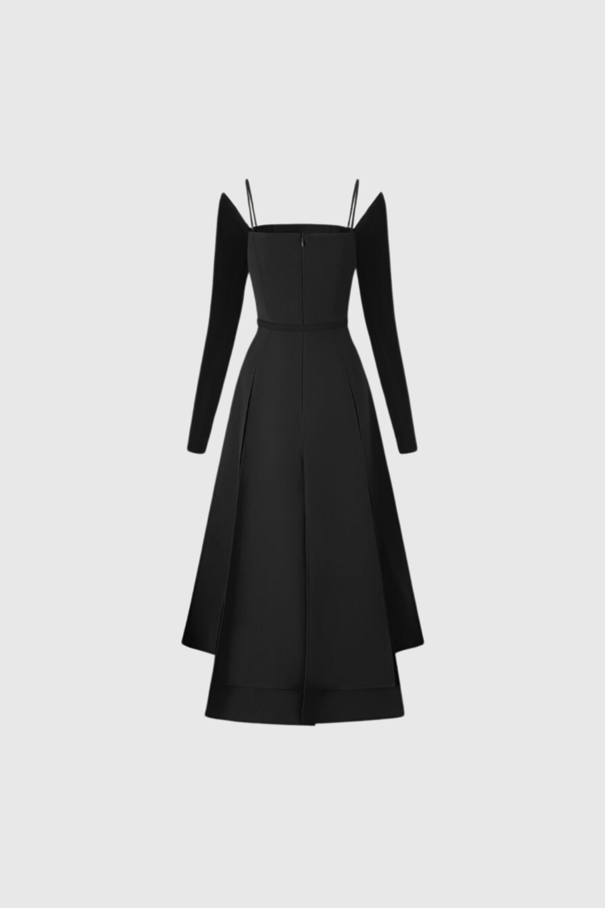 Annelien Maxikleid aus Spitze mit Schlitz, Schwarz