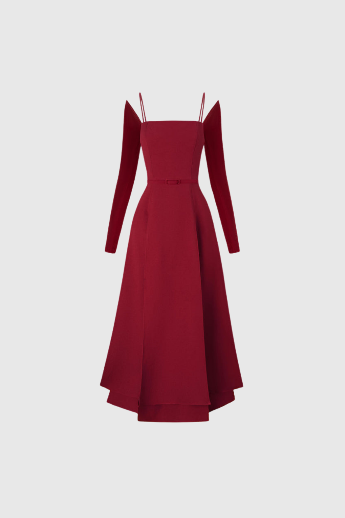 Annelien Lace Maxi Dress with Slit, Red