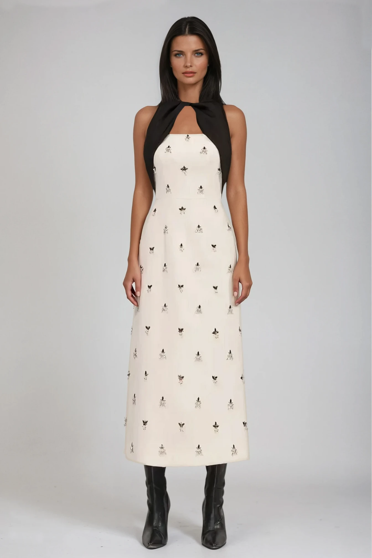 Annica Ärmelloses Maxikleid mit Cut-out-Stickerei