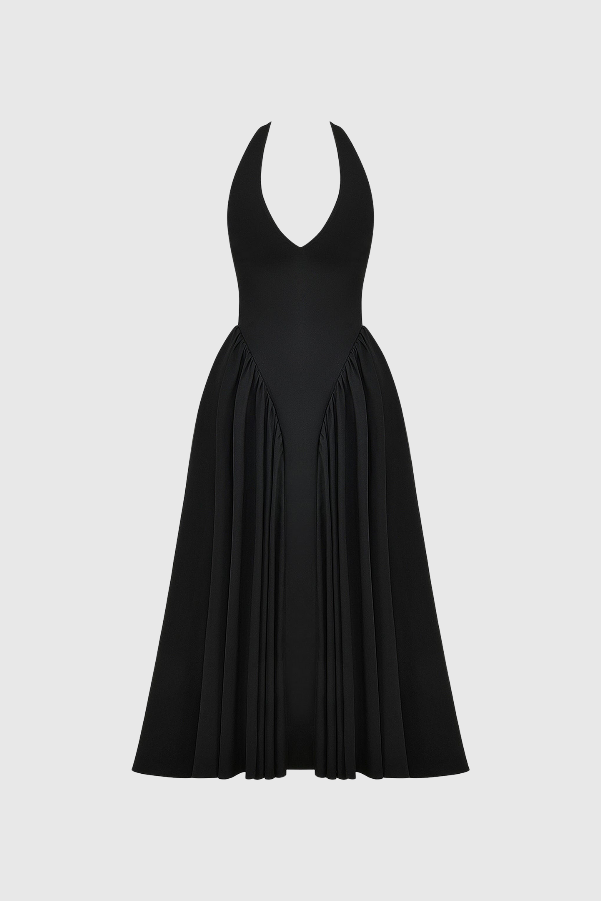Annlea Halter Neck Bodycon Ruffled Maxi Dress Black