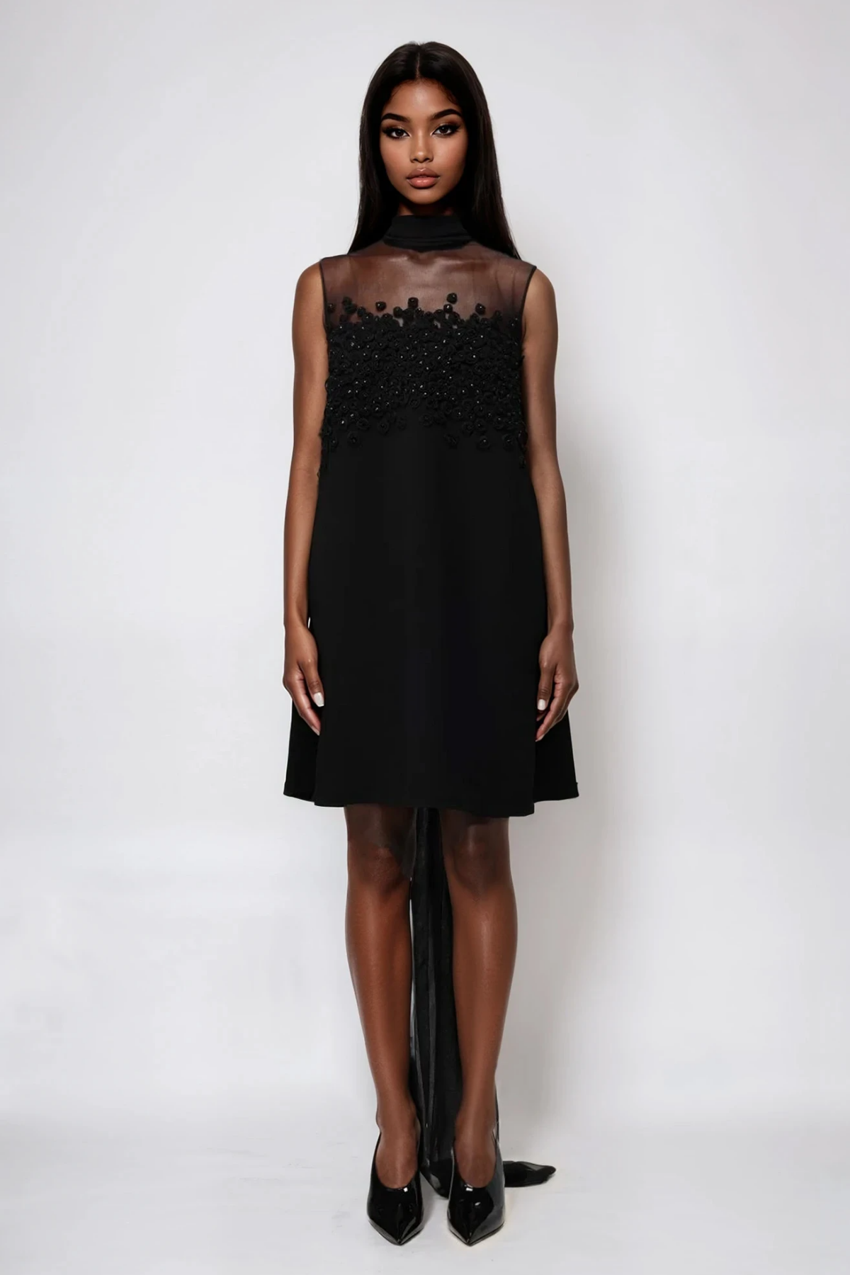 Anona Floral Knitted Lace Mini Dress