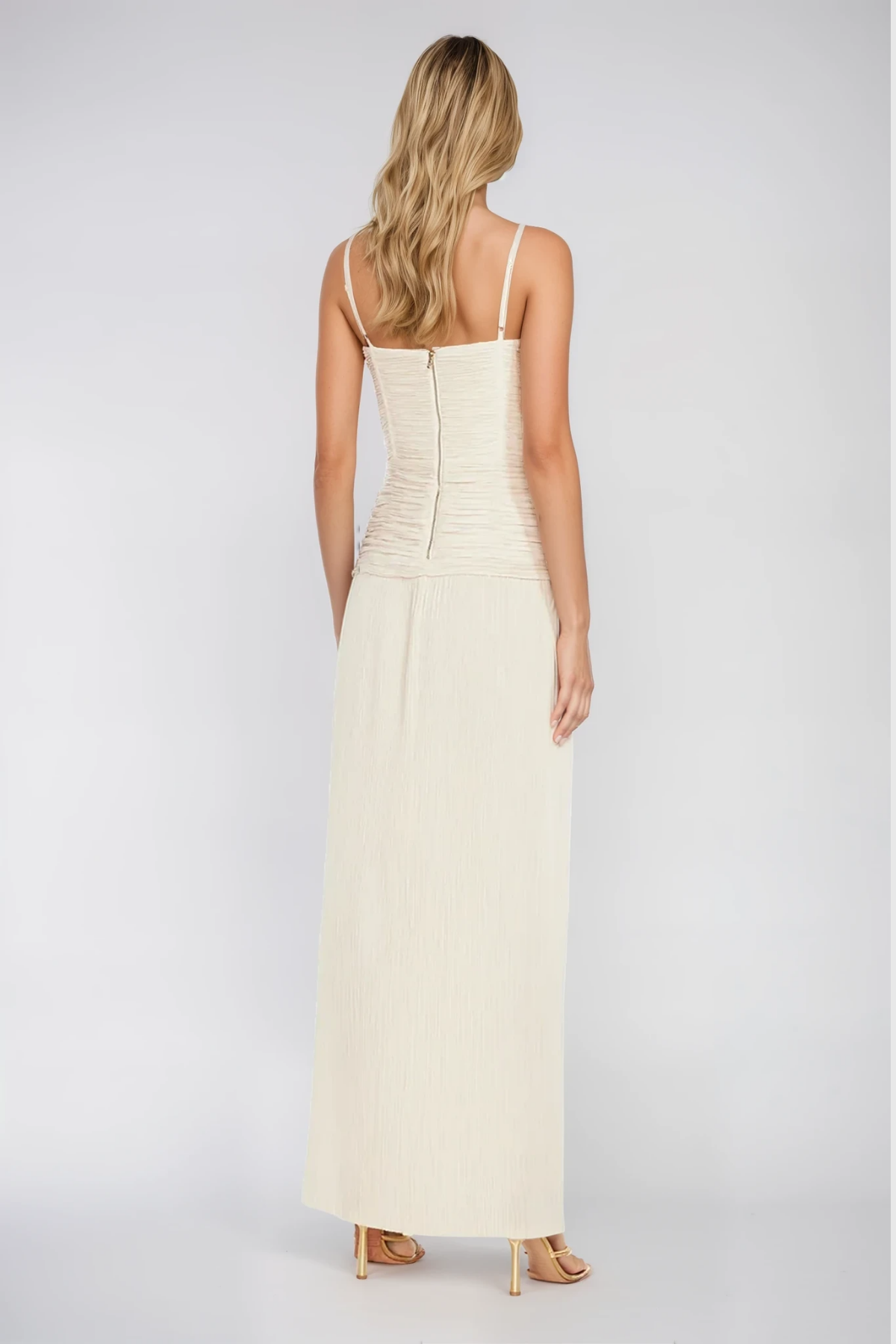 Anstey Ruch Divided Spaghetti Maxikleid Aprikose