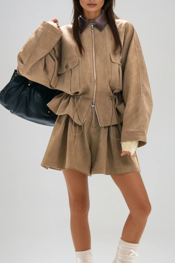Aravinda Shorts-Set mit Rüschen und Schnürung