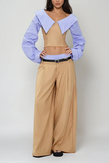 Ardice Off-Shoulder-Hosen-Set mit Schnalle