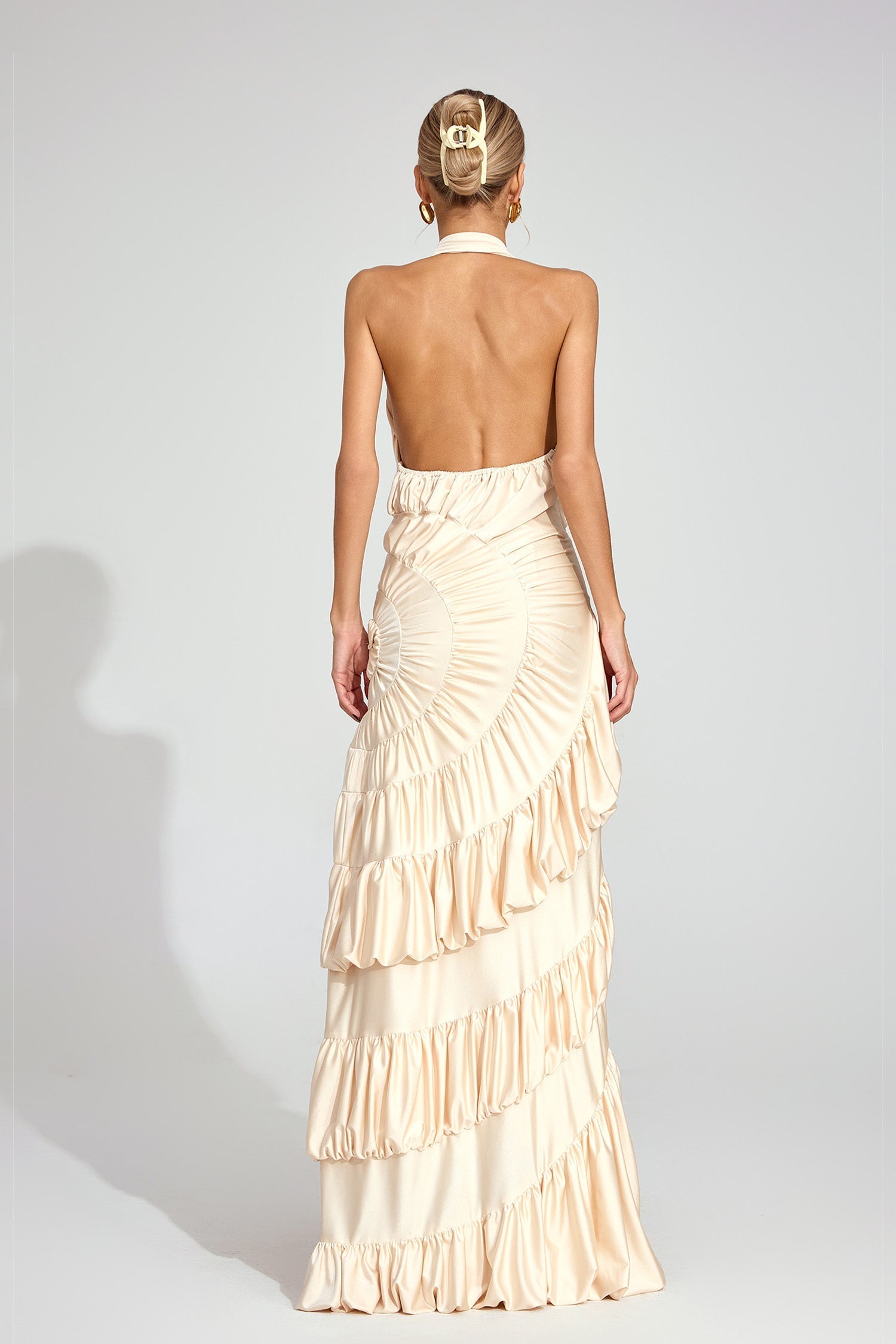Auréa Fırfırlı Halter Maxi Elbise