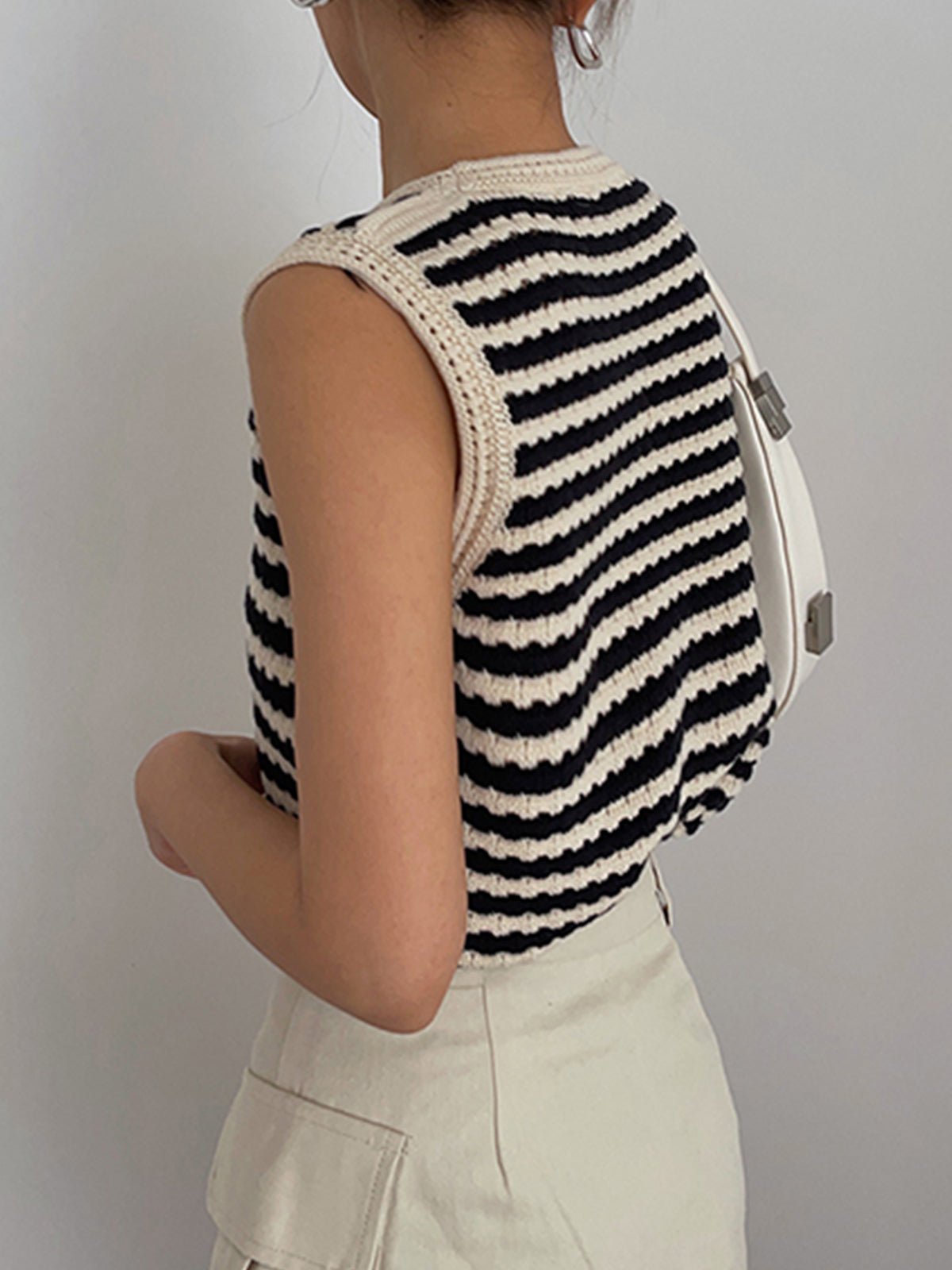 Stylish Striped Crochet Sweater Vest