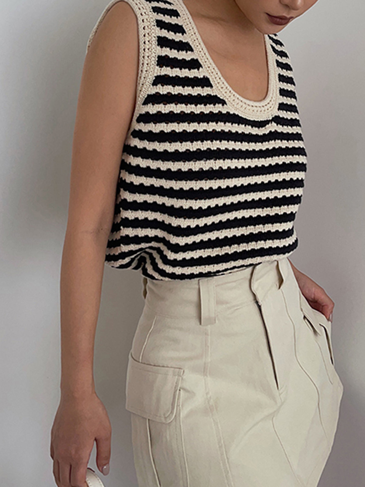 Stylish Striped Crochet Sweater Vest
