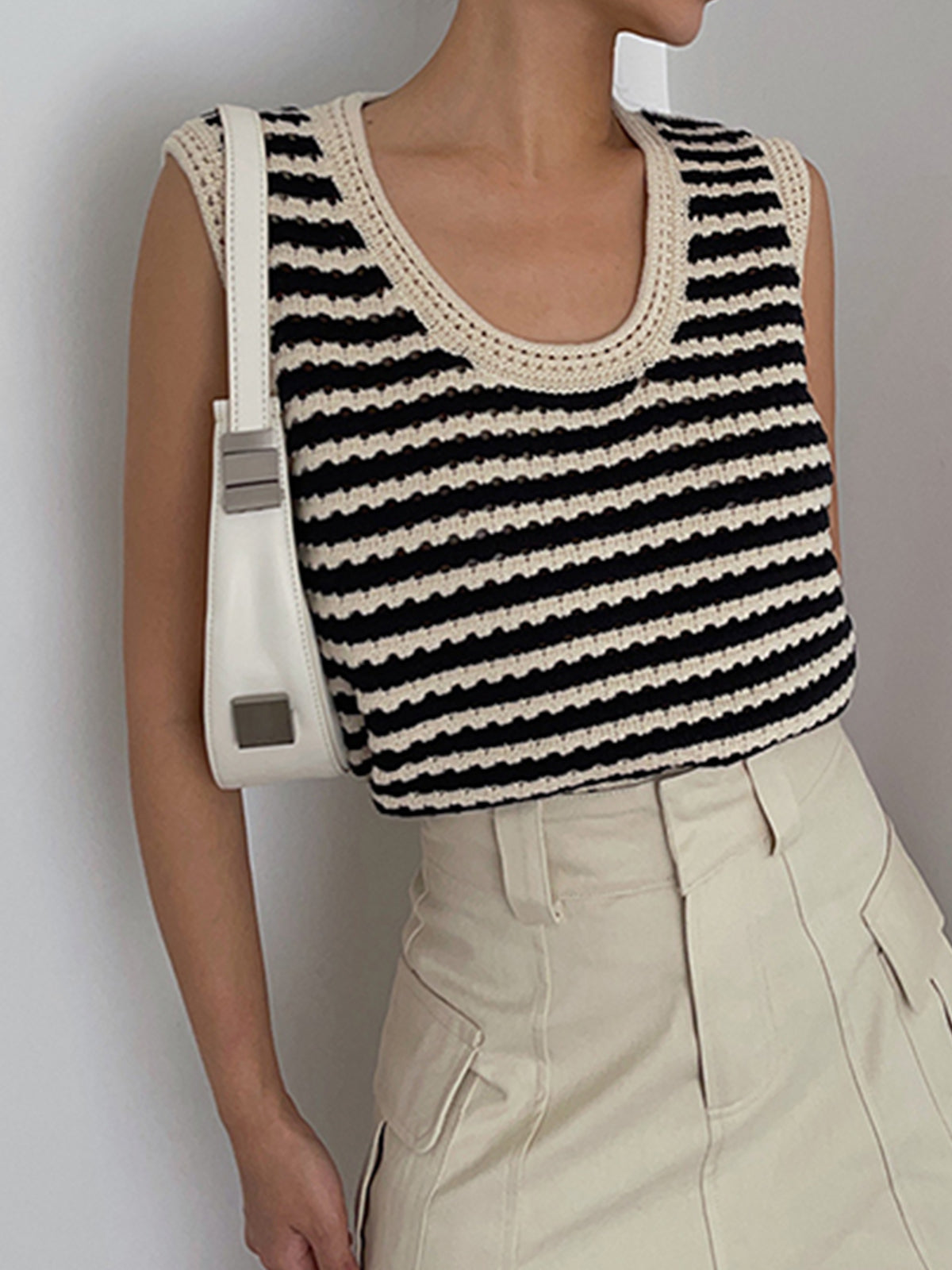 Stylish Striped Crochet Sweater Vest