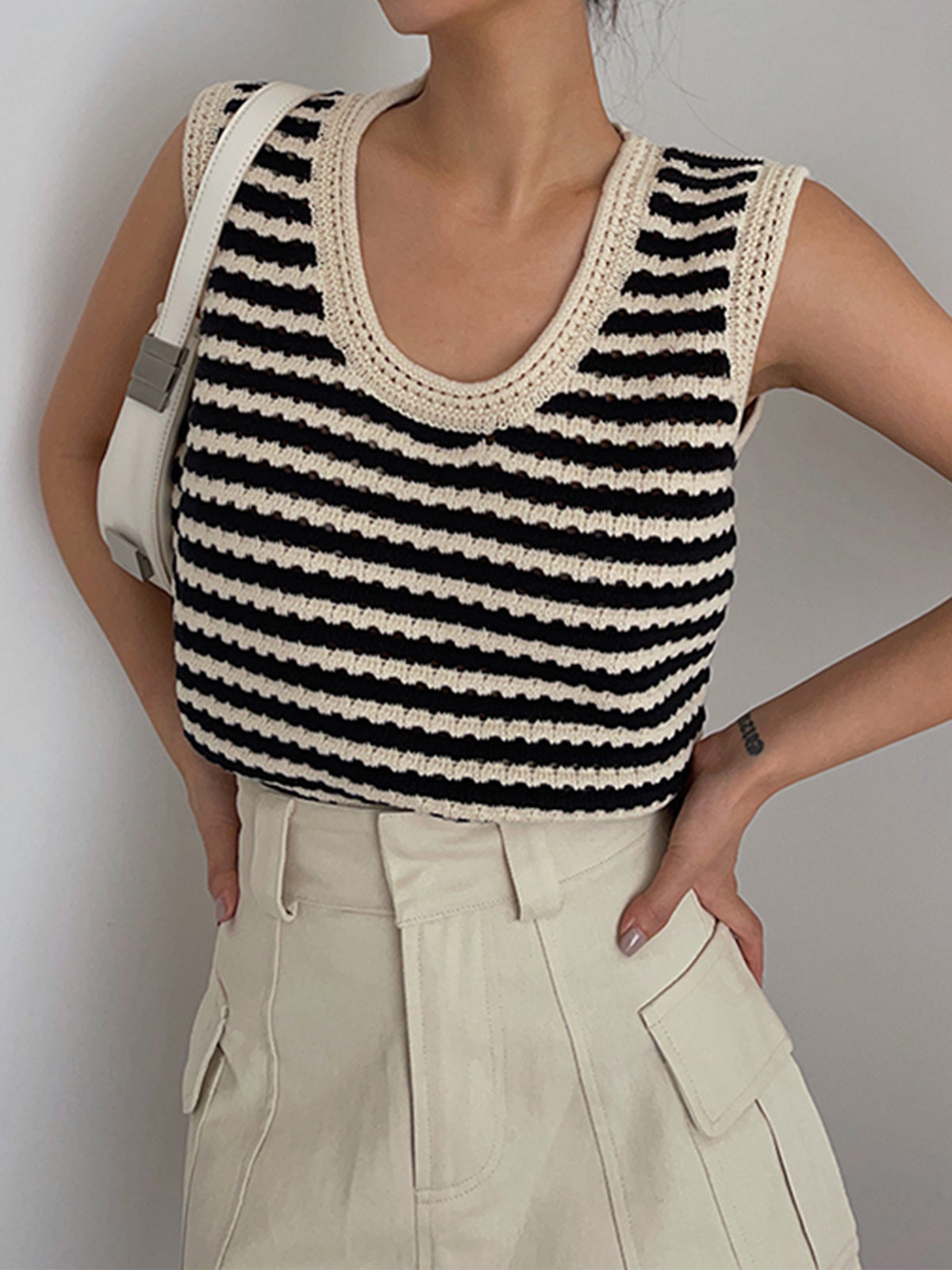 Stylish Striped Crochet Sweater Vest