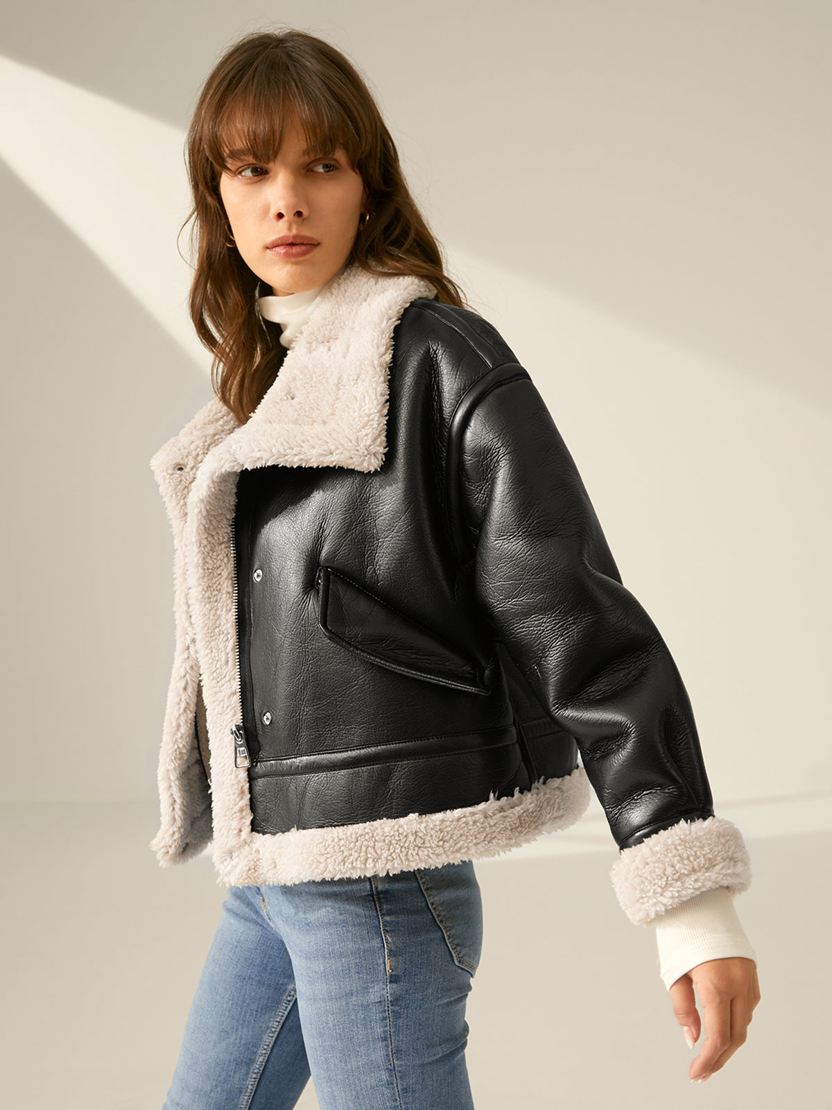 Sherpa Lined Sheepskin Flight Jacket