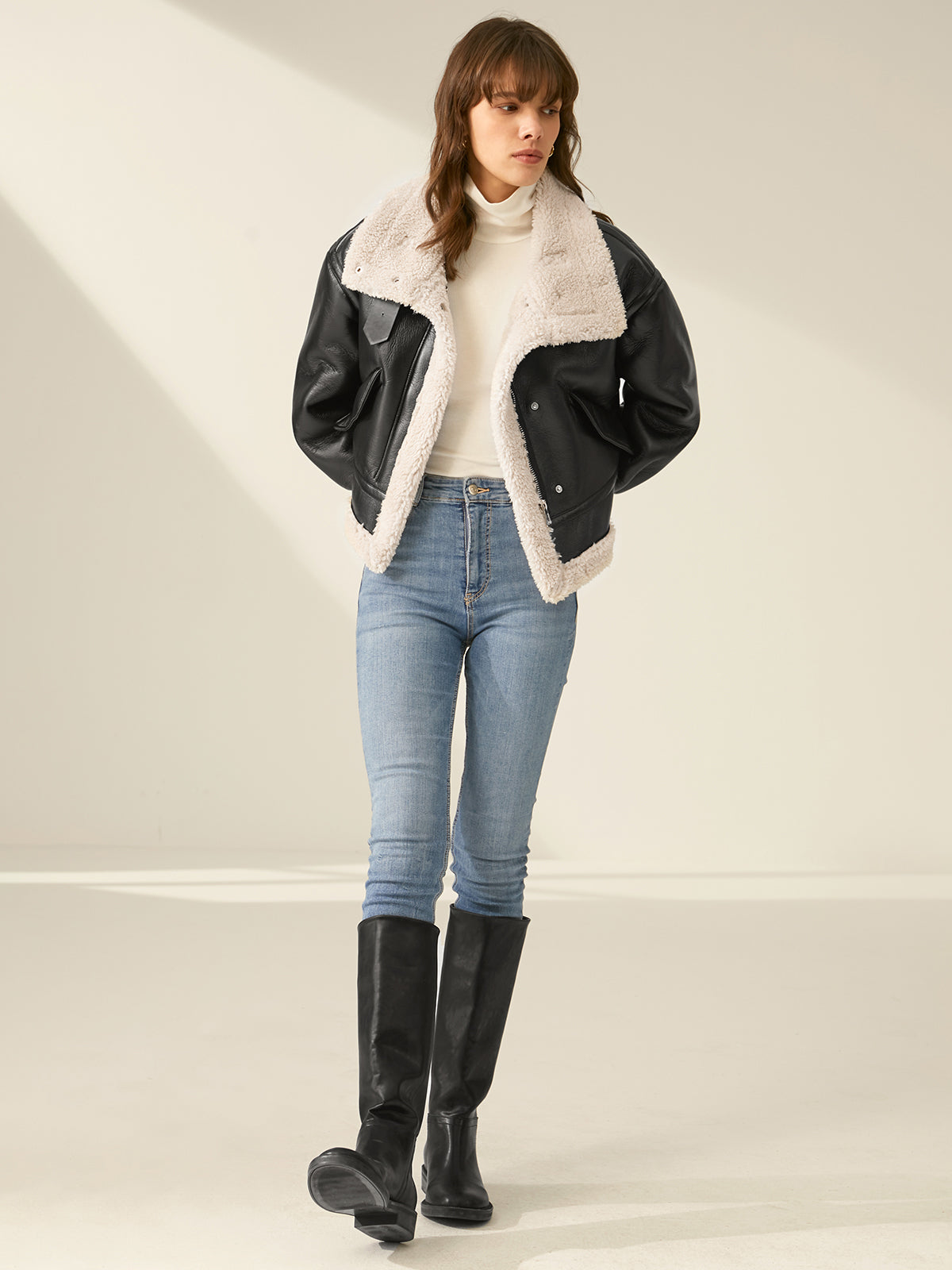 Sherpa Lined Sheepskin Flight Jacket