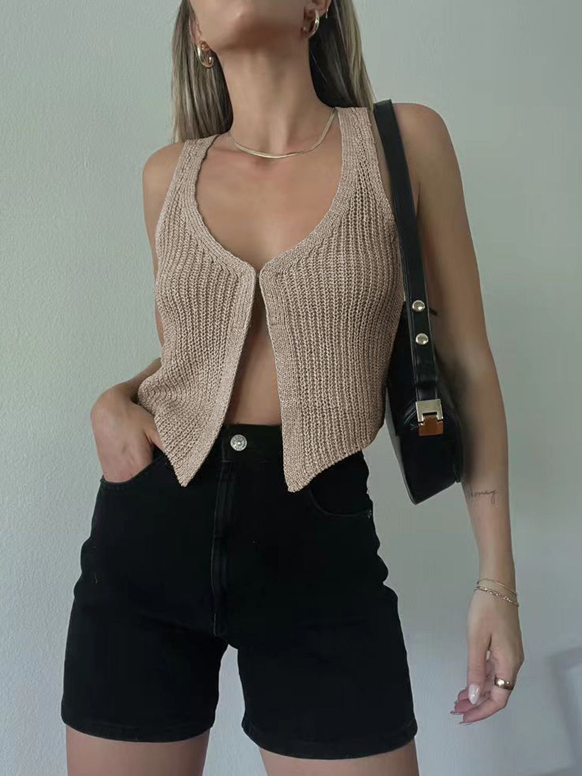 Classic Hook and Eye Knit Vest