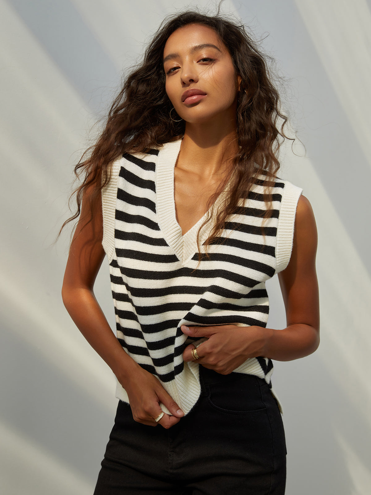 Basic-Streifen-Strickweste