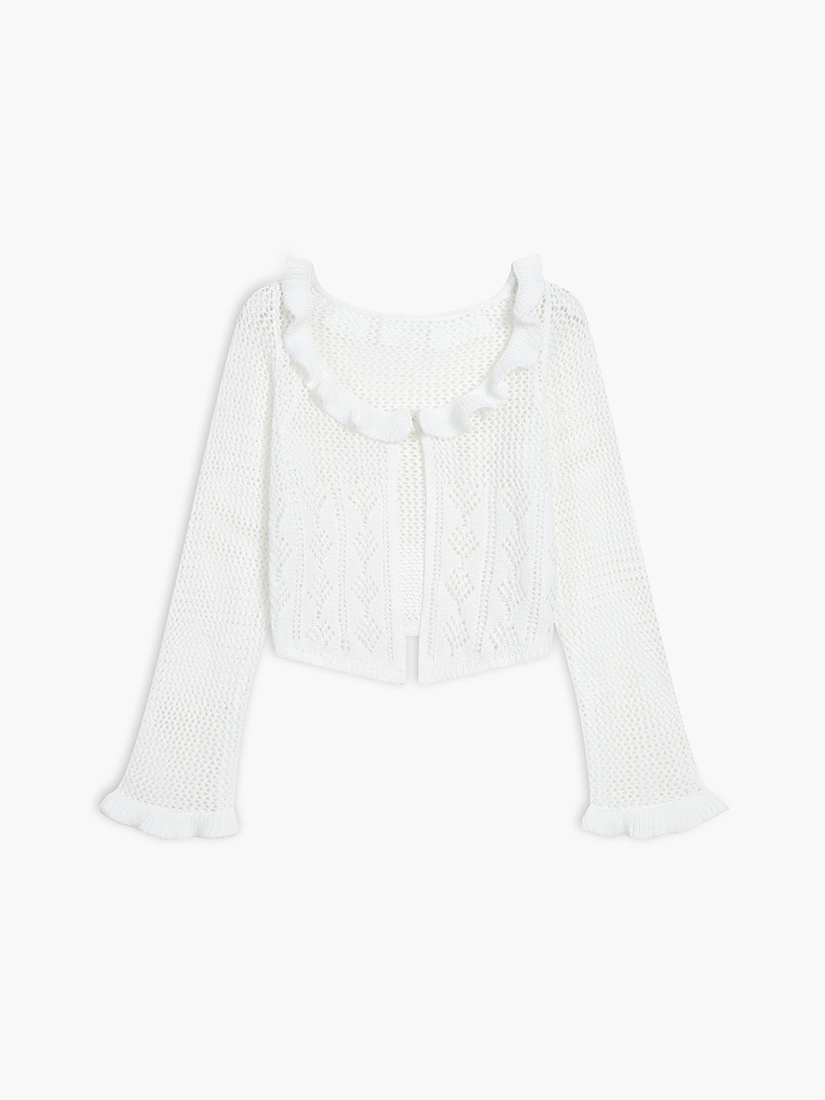 Gehäkelte Strickjacke mit Ösen
